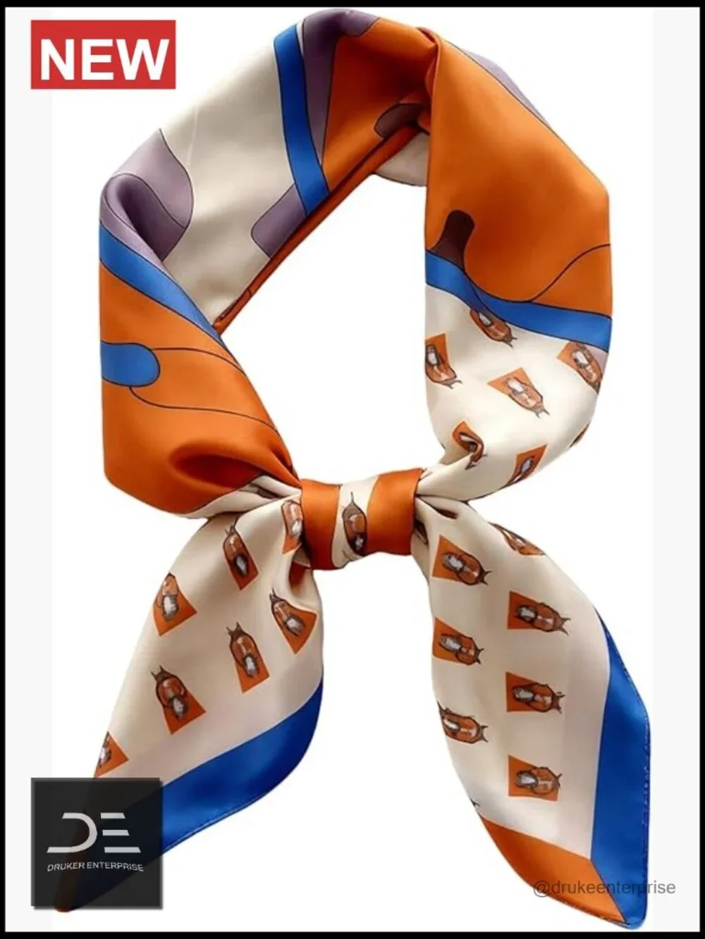 Mulberry Silk Feeling Fashion Square Neck Satin Scarf for Hair Bag